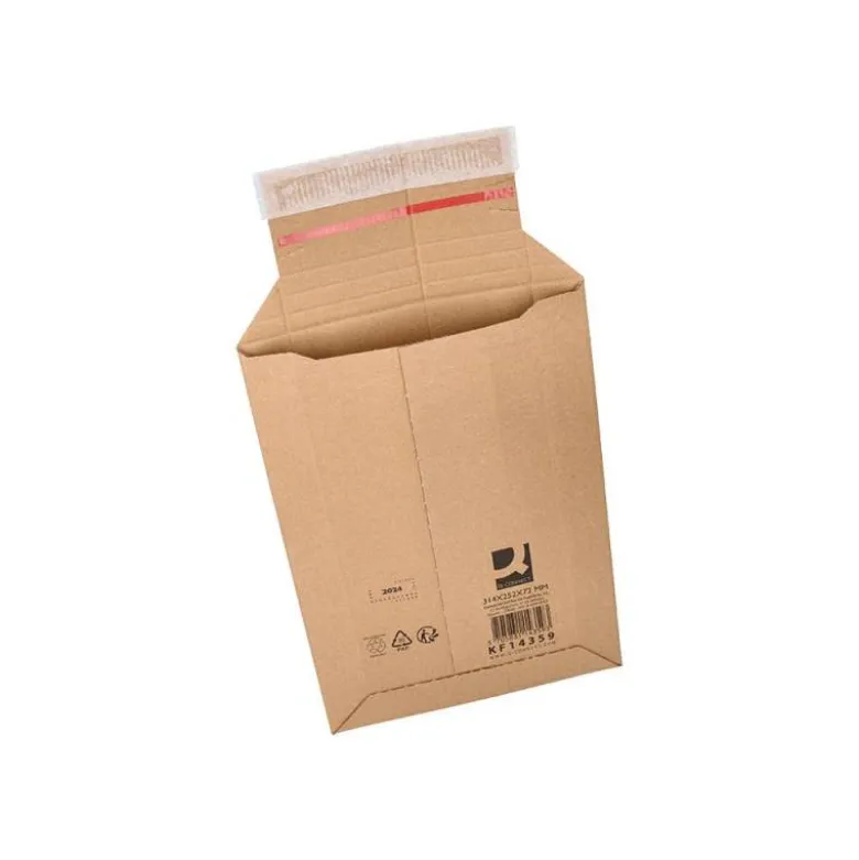 SOBRE PARA ENVIOS Q-CONNECT CARTON 100% RECICLADO Y RECICLABLE CIERRE AUTOADHESIVO314X252X72 MM COLOR KRAFT