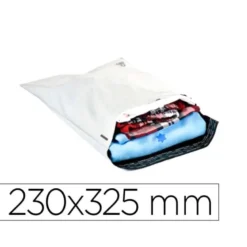SOBRE Q-CONNECT DE PLASTICO BOLSA PARA ENVIOS 100% RECICLADAS CON AUTOCIERRE COLOR BLANCO 230X325 MM