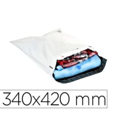 SOBRE Q-CONNECT DE PLASTICO BOLSA PARA ENVIOS 100% RECICLADAS CON AUTOCIERRE COLOR BLANCO 340X420 MM
