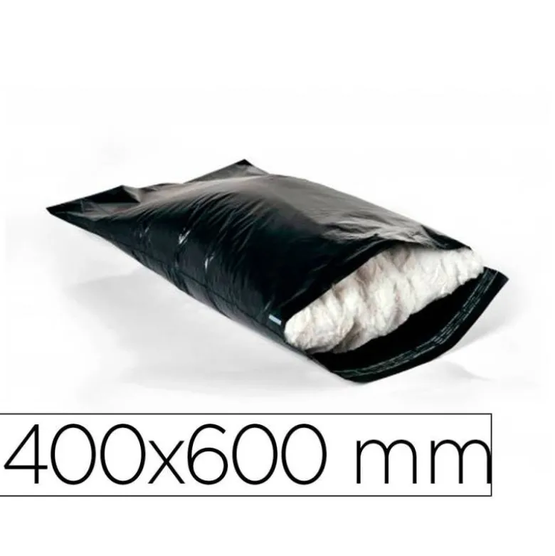 SOBRE Q-CONNECT DE PLASTICO BOLSA PARA ENVIOS 100% RECICLADAS CON AUTOCIERRE COLOR NEGRO 400X600 MM