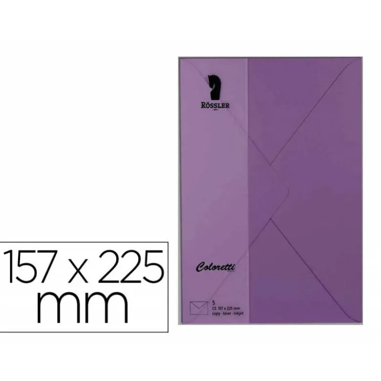SOBRE ROSSLER COLORETTI C5 COLOR LILA 157X225 MM PACK DE 5 UNIDADES
