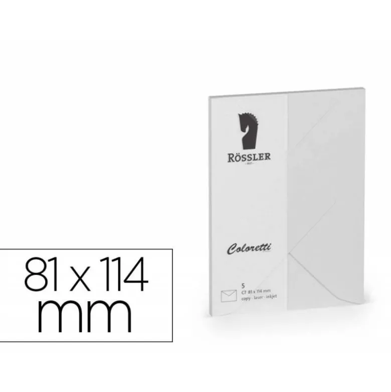 SOBRE ROSSLER COLORETTI C7 COLOR GRIS CLARO 81X114 MM PACK DE 5 UNIDADES