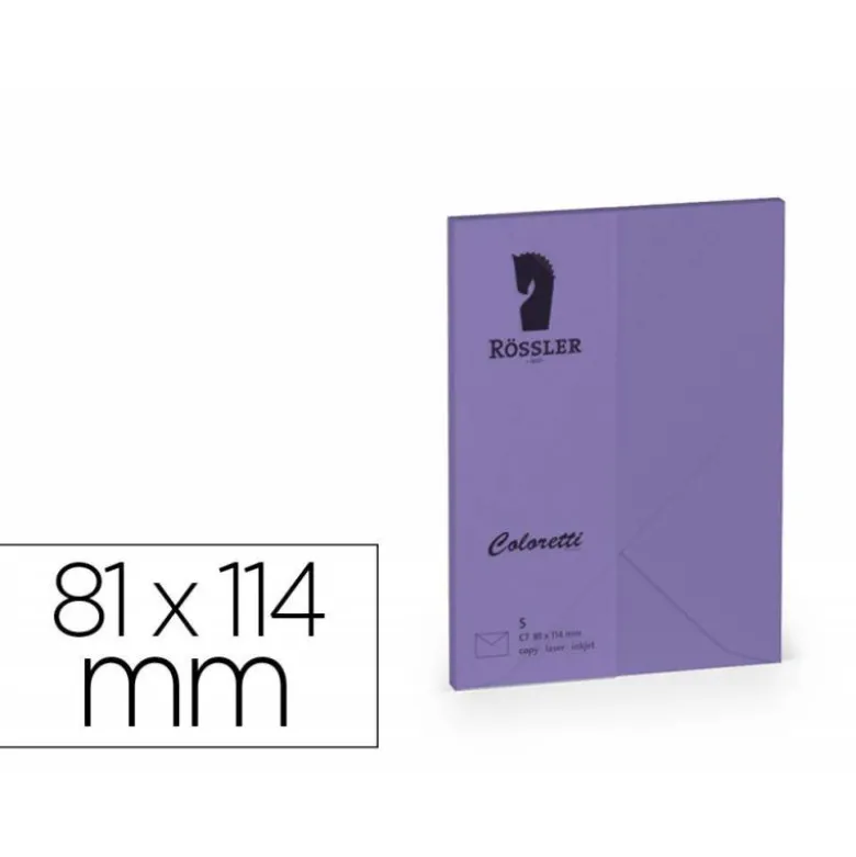 SOBRE ROSSLER COLORETTI C7 COLOR LILA 81X114 MM PACK DE 5 UNIDADES