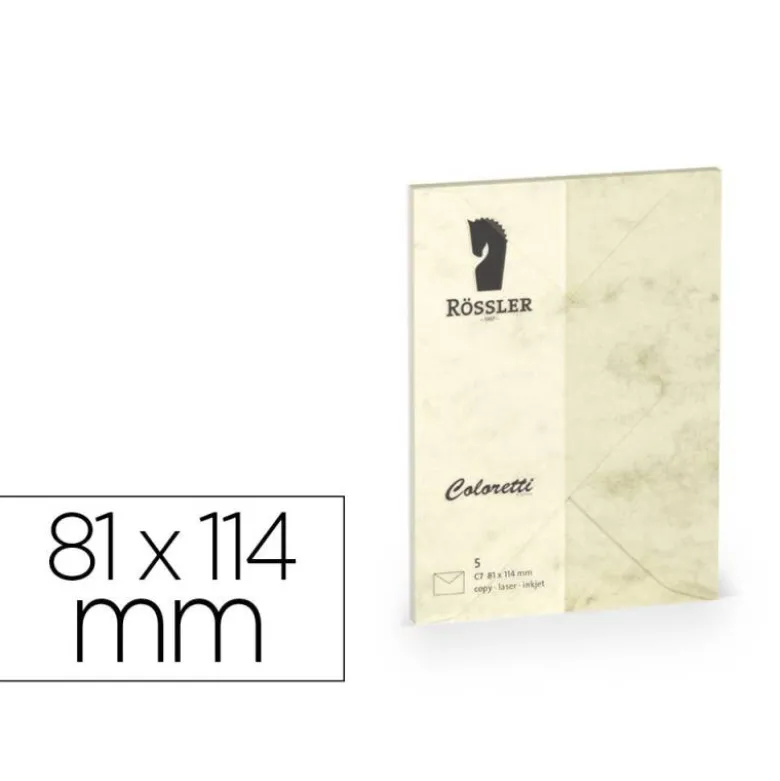 SOBRE ROSSLER COLORETTI C7 COLOR MARMOL CREMA 81X114 MM PACK DE 5 UNIDADES
