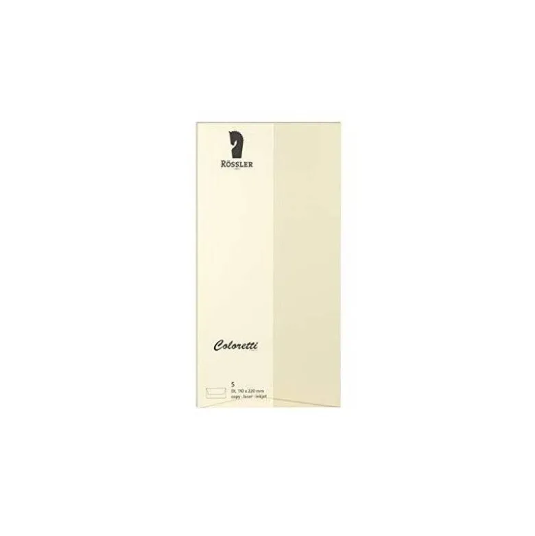 SOBRE ROSSLER COLORETTI DL AMERICANO COLOR CREMA 110X220 MM PACK DE 5 UNIDADES