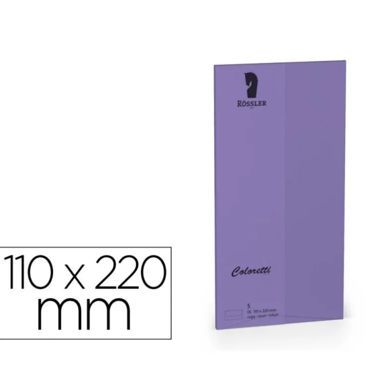 SOBRE ROSSLER COLORETTI DL AMERICANO COLOR LILA 110X220 MM PACK DE 5 UNIDADES
