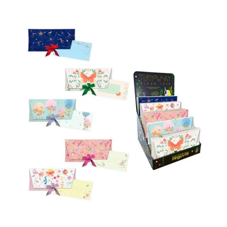 SOBRES DE REGALO ARGUVAL CON LAZO + TARJETA 4 MODELOS PAPEL 250 GR CON RELIEVE Y HOLOGRAFIA 23X11 CM