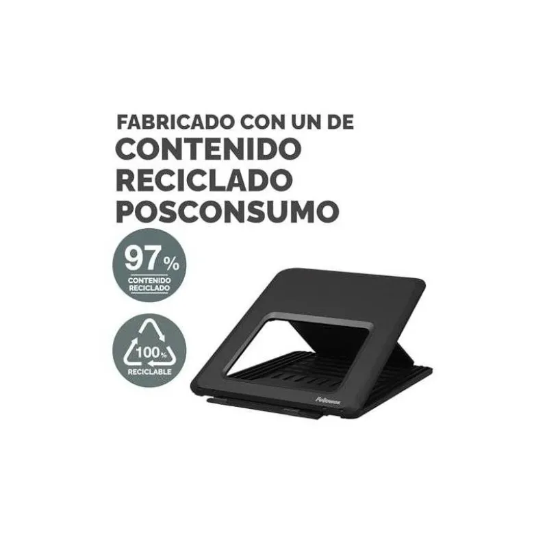 SOPORTE ELEVADOR FELLOWES BREYTA PARA PORTATIL 14" PLASTICO RECICLADO COLOR NEGRO 14X235X268 MM