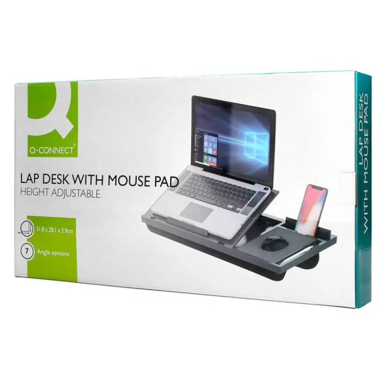 SOPORTE Q-CONNECT ANCHO PARA PORTATIL MOVIL RATON HASTA 17" AJUSTABLE 7 ANGULOS DIFERENTES COLOR NEGRO