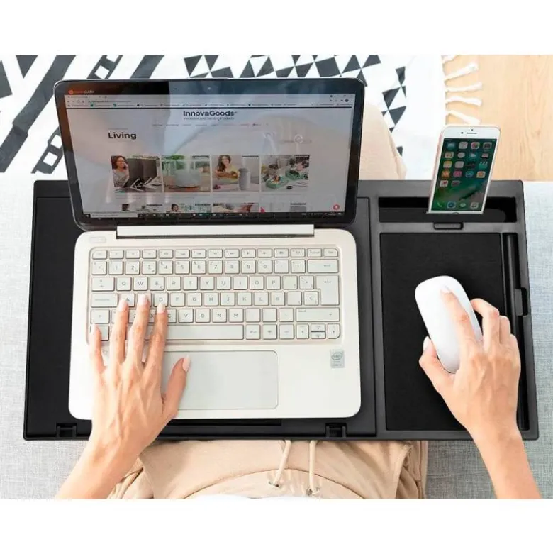 SOPORTE Q-CONNECT ANCHO PARA PORTATIL MOVIL RATON HASTA 17" AJUSTABLE 7 ANGULOS DIFERENTES COLOR NEGRO