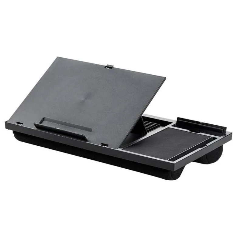 SOPORTE Q-CONNECT ANCHO PARA PORTATIL MOVIL RATON HASTA 17" AJUSTABLE 7 ANGULOS DIFERENTES COLOR NEGRO