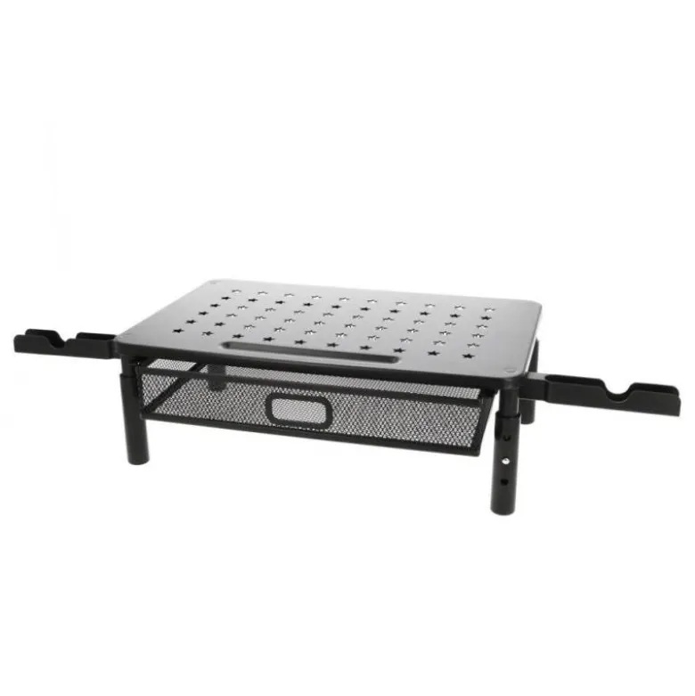 SOPORTE Q-CONNECT PARA MONITOR METALICO REGULABLE EN ALTURA CON CAJON Y DOS SOPORTES PARA MOVIL