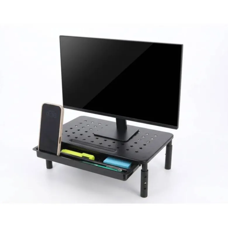 SOPORTE Q-CONNECT PARA MONITOR METALICO REGULABLE EN ALTURA CON BANDEJA 370X235X145 MM