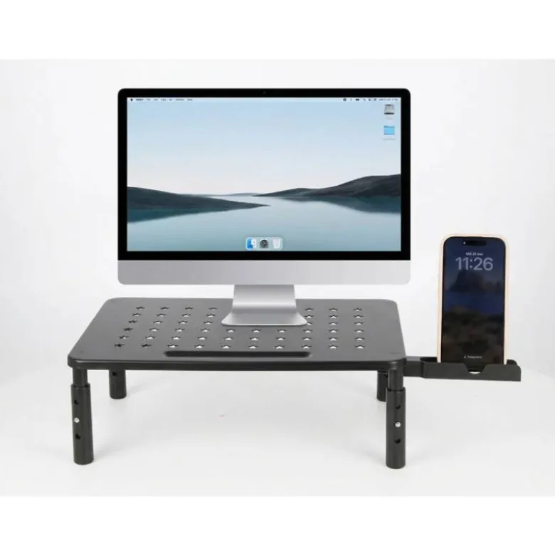 SOPORTE Q-CONNECT PARA MONITOR METALICO REGULABLE EN ALTURA CON SOPORTE PARA MOVIL 371X235X145 MM