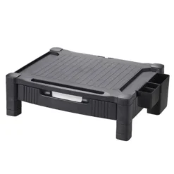 SOPORTE Q-CONNECT PARA MONITOR/IMPRESORA CON CAJON Y AJUSTABLE A DOS ALTURAS 10,3CM A 13,3CM COLOR NEGRO