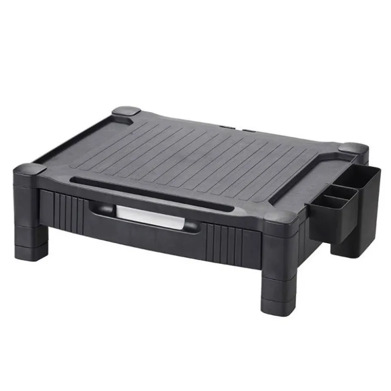 SOPORTE Q-CONNECT PARA MONITOR/IMPRESORA CON CAJON Y AJUSTABLE A DOS ALTURAS 10,3CM A 13,3CM COLOR NEGRO