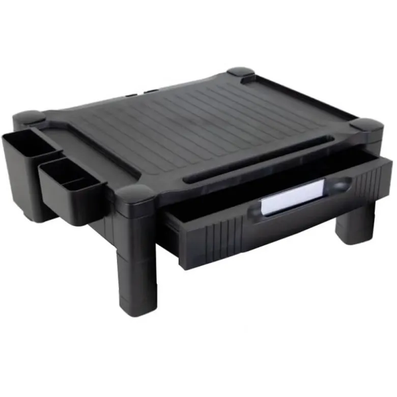SOPORTE Q-CONNECT PARA MONITOR/IMPRESORA CON CAJON Y AJUSTABLE A DOS ALTURAS 10,3CM A 13,3CM COLOR NEGRO