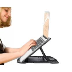 SOPORTE Q-CONNECT PARA PORTATIL HASTA 17" AJUSTABLE 7 ANGULOS DIFERENTES COLOR NEGRO 260X280X60 MM