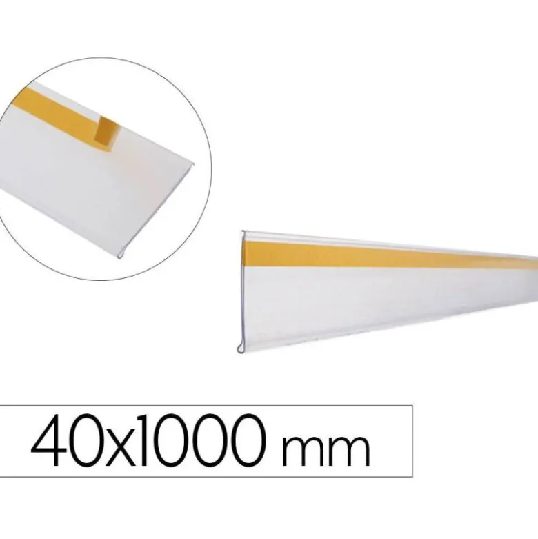 SOPORTE PORTAPRECIOS Q-CONNECT ADHESIVO PARA ESTANTERIA ETIQUETA 40X1000 MM SEMI-TRANSPARENTE