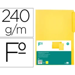 SUBCARPETA CARTULINA LIDERPAPEL FOLIO PESTAÑA SUPERIOR 240G/M2 COLOR AMARILLO