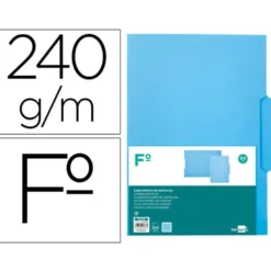 SUBCARPETA CARTULINA LIDERPAPEL FOLIO PESTAÑA CENTRAL 240G/M2 AZUL