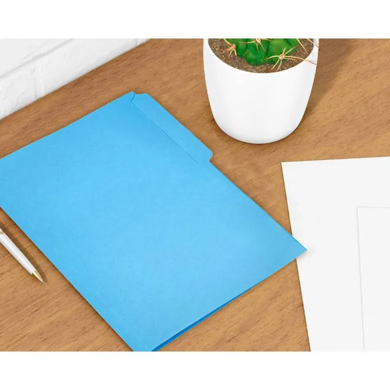 SUBCARPETA CARTULINA LIDERPAPEL FOLIO PESTAÑA SUPERIOR 240G/M2 AZUL