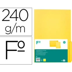SUBCARPETA CARTULINA LIDERPAPEL FOLIO PESTAÑA INFERIOR 240G/M2 COLOR AMARILLO