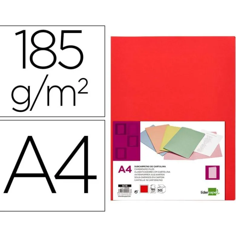 Subcarpeta cartulina Din A4 Liderpapel color rojo