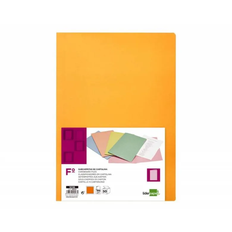 Subcarpeta cartulina folio Liderpapel color naranja