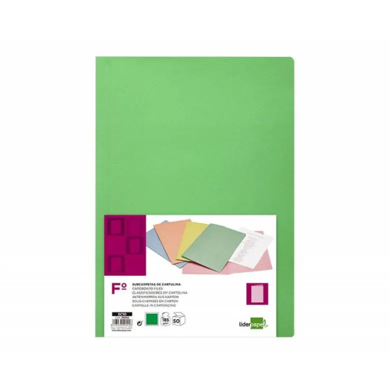 Subcarpeta cartulina folio Liderpapel color verde