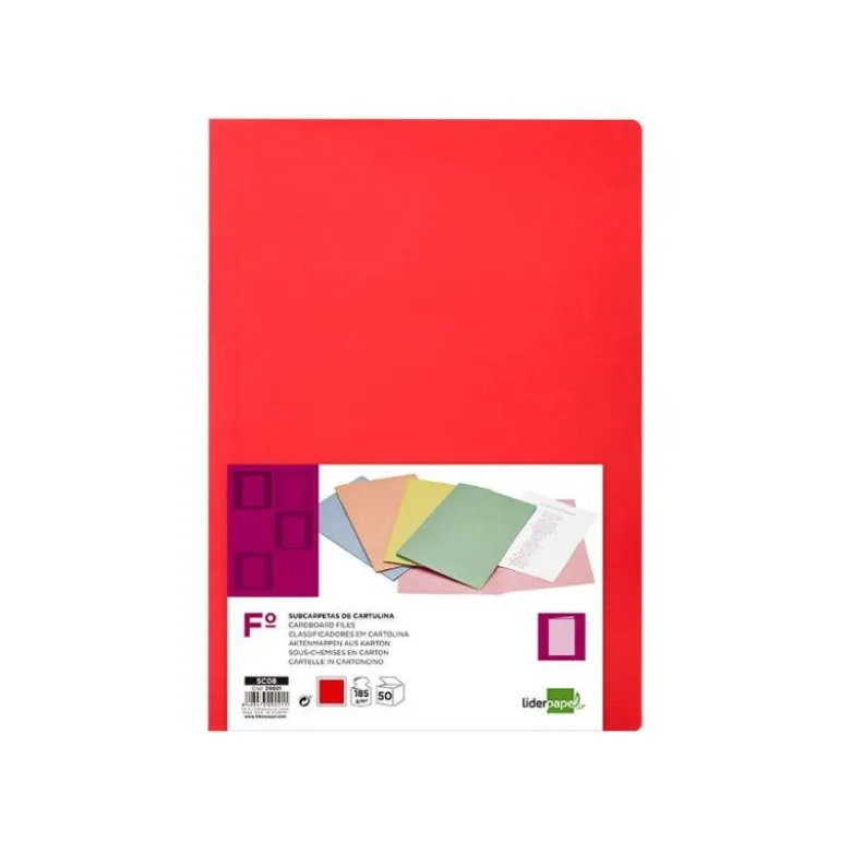 Subcarpeta cartulina folio Liderpapel color rojo