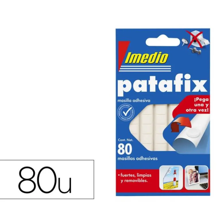 SUJETACOSA IMEDIO PATAFIX MASILLA ADHESIVA REMOVIBLE BLISTER DE 80 UNIDADES