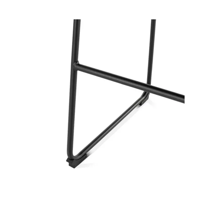 TABURETE ALTO ROCADA CON ASIENTO Y RESPALDO BAJO TAPIZADO TELA IGNIFUGA BASE METALICA ACERO COLOR NEGRO
