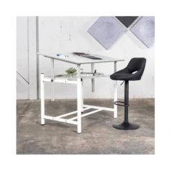 TABURETE ALTO ROCADA CON ASIENTO Y RESPALDO BAJO TAPIZADO TELA IGNIFUGA BASE METALICA CON REPOSAPIES COLOR