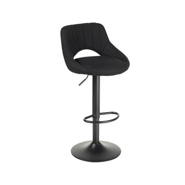 TABURETE ALTO ROCADA CON ASIENTO Y RESPALDO BAJO TAPIZADO TELA IGNIFUGA BASE METALICA CON REPOSAPIES COLOR