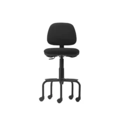Taburete con ruedas y respaldo rocada para mesa de dibujo negro regulable en altura hasta 725 mm tela ignifuga