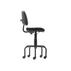 Taburete con ruedas y respaldo rocada para mesa de dibujo negro regulable en altura hasta 725 mm tela ignifuga