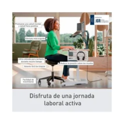 TABURETE LEITZ ERGO CON ASIENTO TRIANGULAR 5 RUEDAS GIRATORIAS REGULABLE EN ALTURA HASTA 59 CM NEGRO