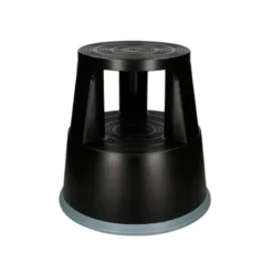 Taburete q-connect ruedas retractiles tres ruedas dos niveles negro