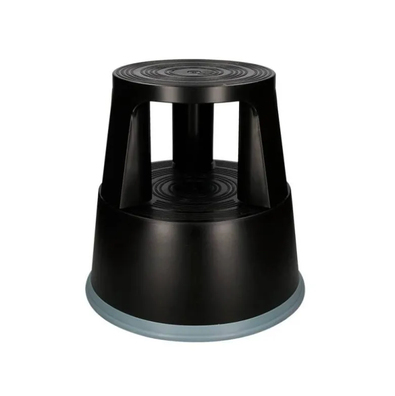 Taburete q-connect ruedas retractiles tres ruedas dos niveles negro