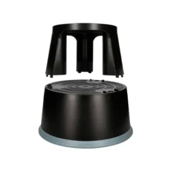 Taburete q-connect ruedas retractiles tres ruedas dos niveles negro