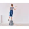 Taburete q-connect ruedas retractiles tres ruedas dos niveles color gris