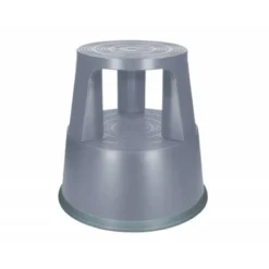Taburete q-connect ruedas retractiles tres ruedas dos niveles color gris