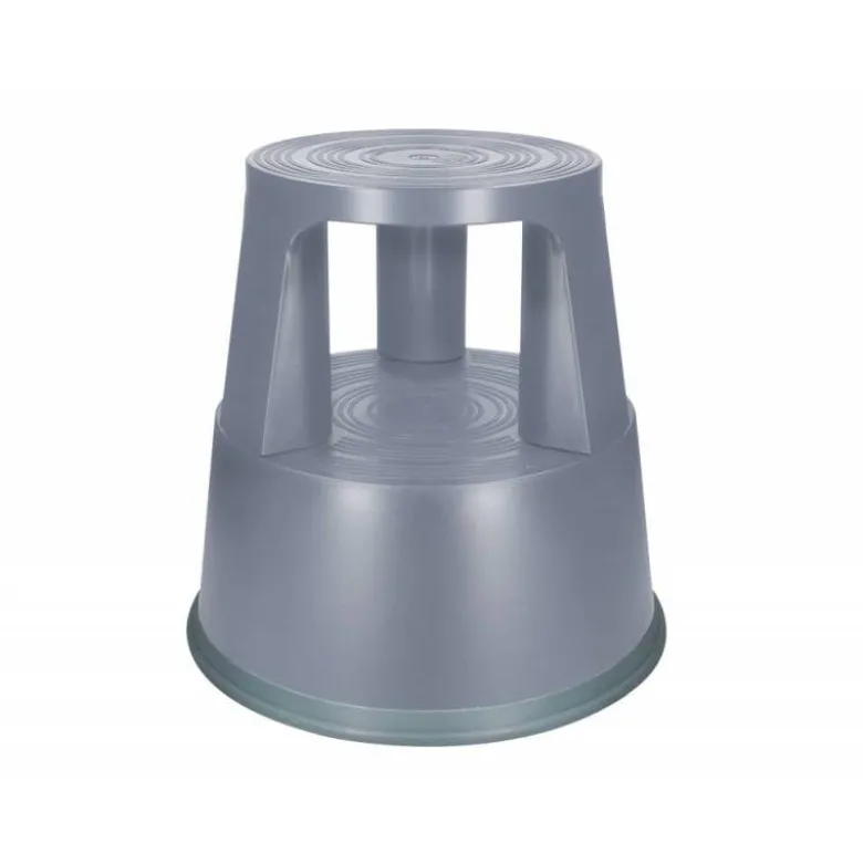 Taburete q-connect ruedas retractiles tres ruedas dos niveles color gris