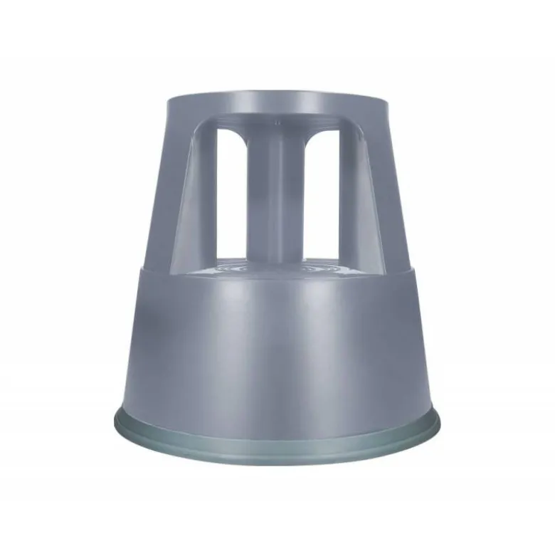 Taburete q-connect ruedas retractiles tres ruedas dos niveles color gris