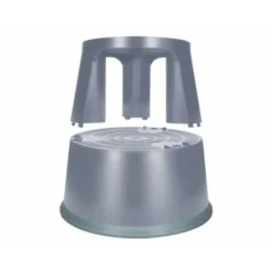 Taburete q-connect ruedas retractiles tres ruedas dos niveles color gris