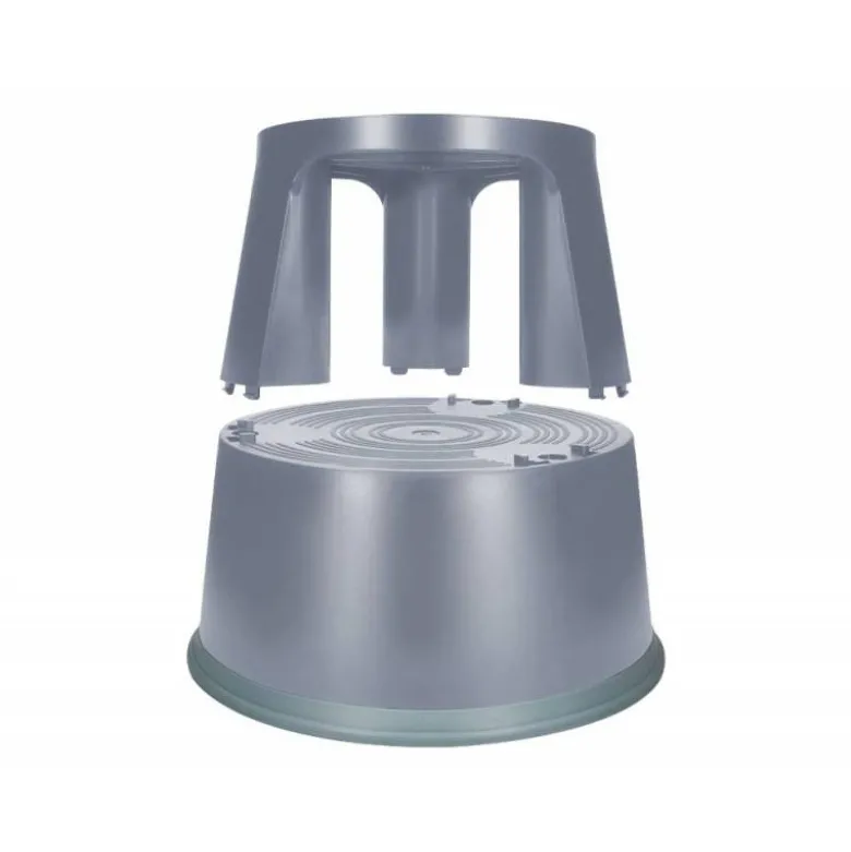 Taburete q-connect ruedas retractiles tres ruedas dos niveles color gris