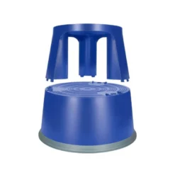 Taburete q-connect ruedas retractiles tres ruedas dos niveles color azul