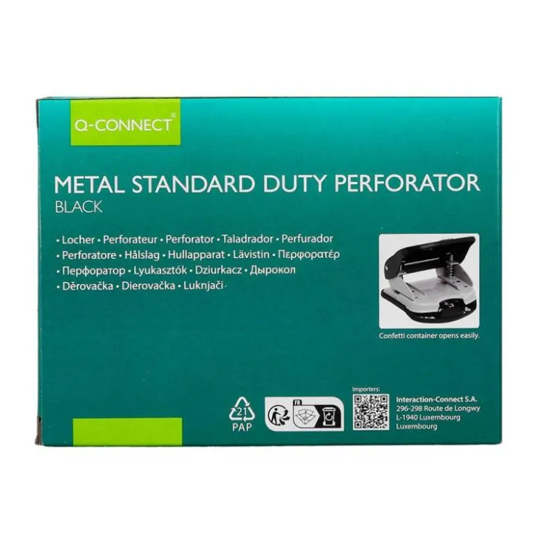 TALADRADOR Q-CONNECT KF14220 NEGRO ABERTURA 2,7 MM CAPACIDAD 30 HOJAS