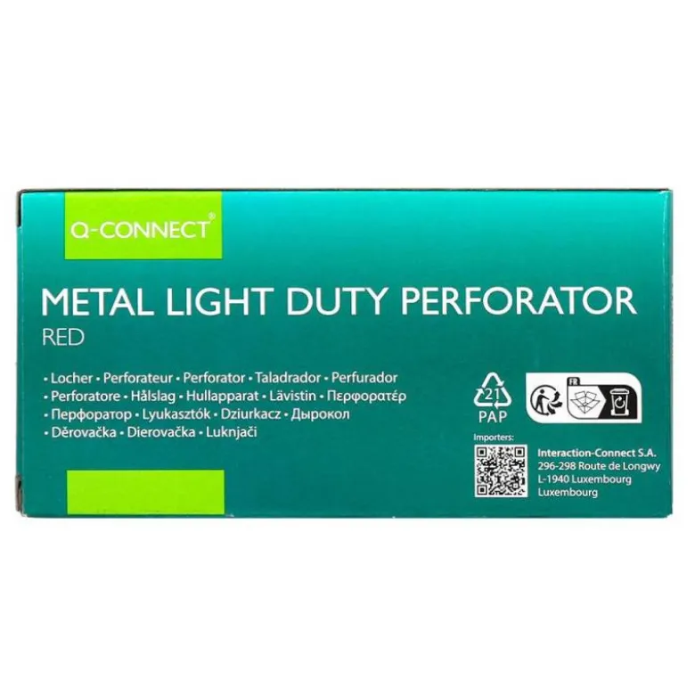TALADRADOR Q-CONNECT KF14216 ROJO ABERTURA 1 MM CAPACIDAD 10 HOJAS